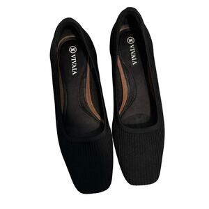 Vivaia Square-Toe Chunky Heels - Dark Ebony